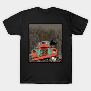 Rusted speedwagon truck, wolf skull and raven T-Shirt